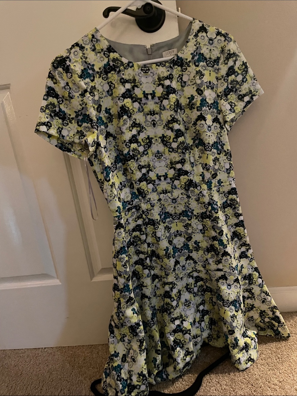 J crew Floral Fit-and-Flare Dress in Yellow & Blue